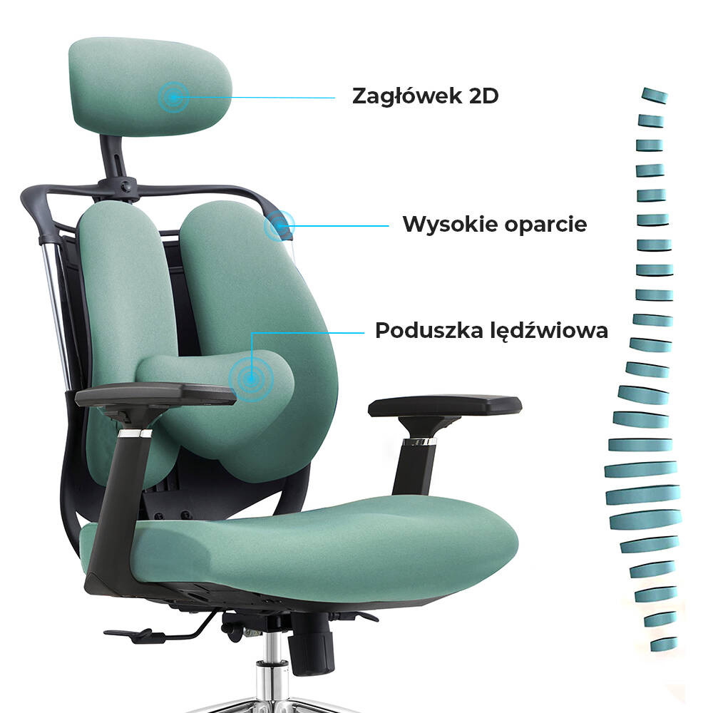 Tapicerowane oparcie fotela ANGEL SteliO w kolorze zielonym
